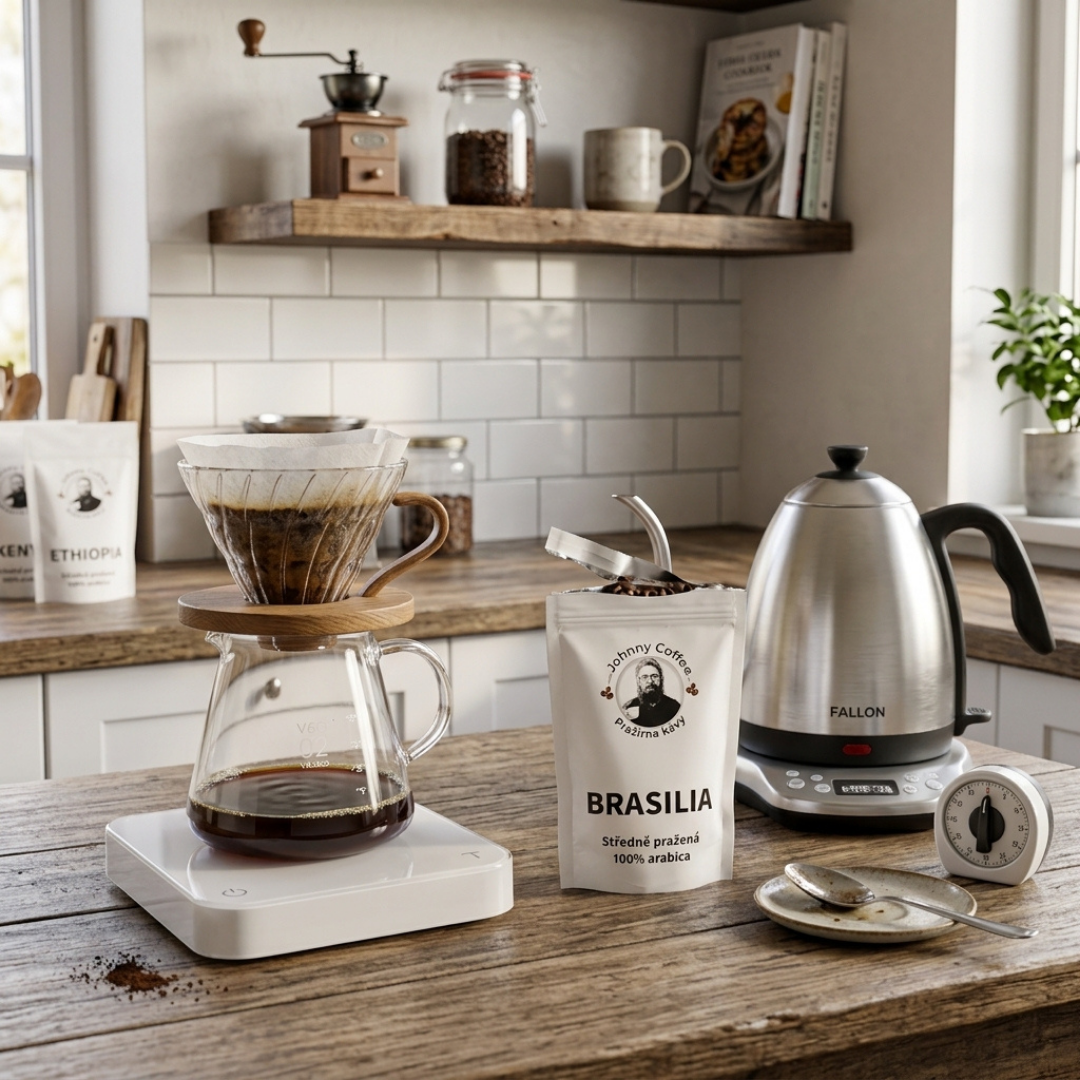 Příprava kávy ze setu Filtr & Flow na V60, tip od baristy Jana Bohatého