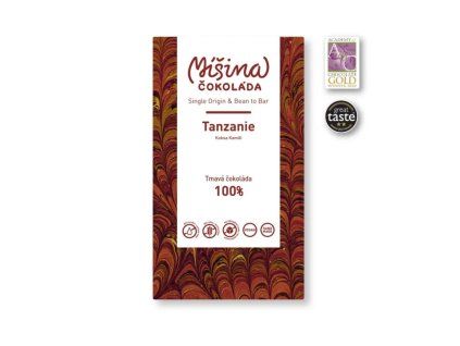 Tmavá čokoláda 100 % Tanzanie bez cukru, bean to bar od Míšiny čokolády, tabulka 50 g