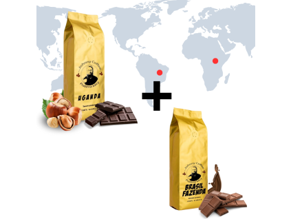 set kavy uganda tmave przena a brasilie fazenda johnny coffee